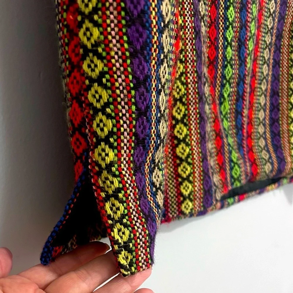 Vintage 1970s Ample Togs Mexican-Inspired Multicolored Boho Tunic Vest Rainbow